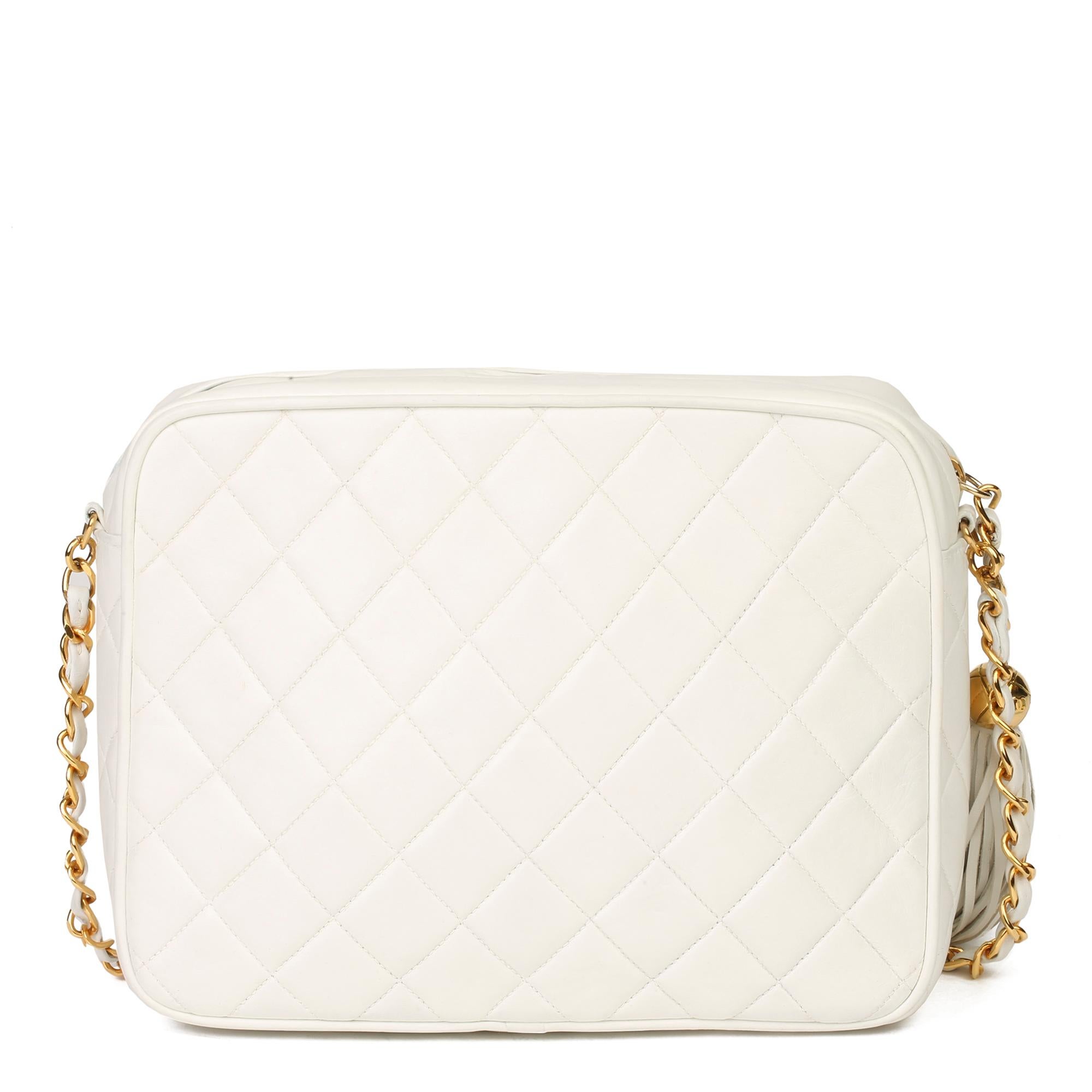 Women's 1991 Chanel White Quilted Lambskin Vintage Classic Camera Bag