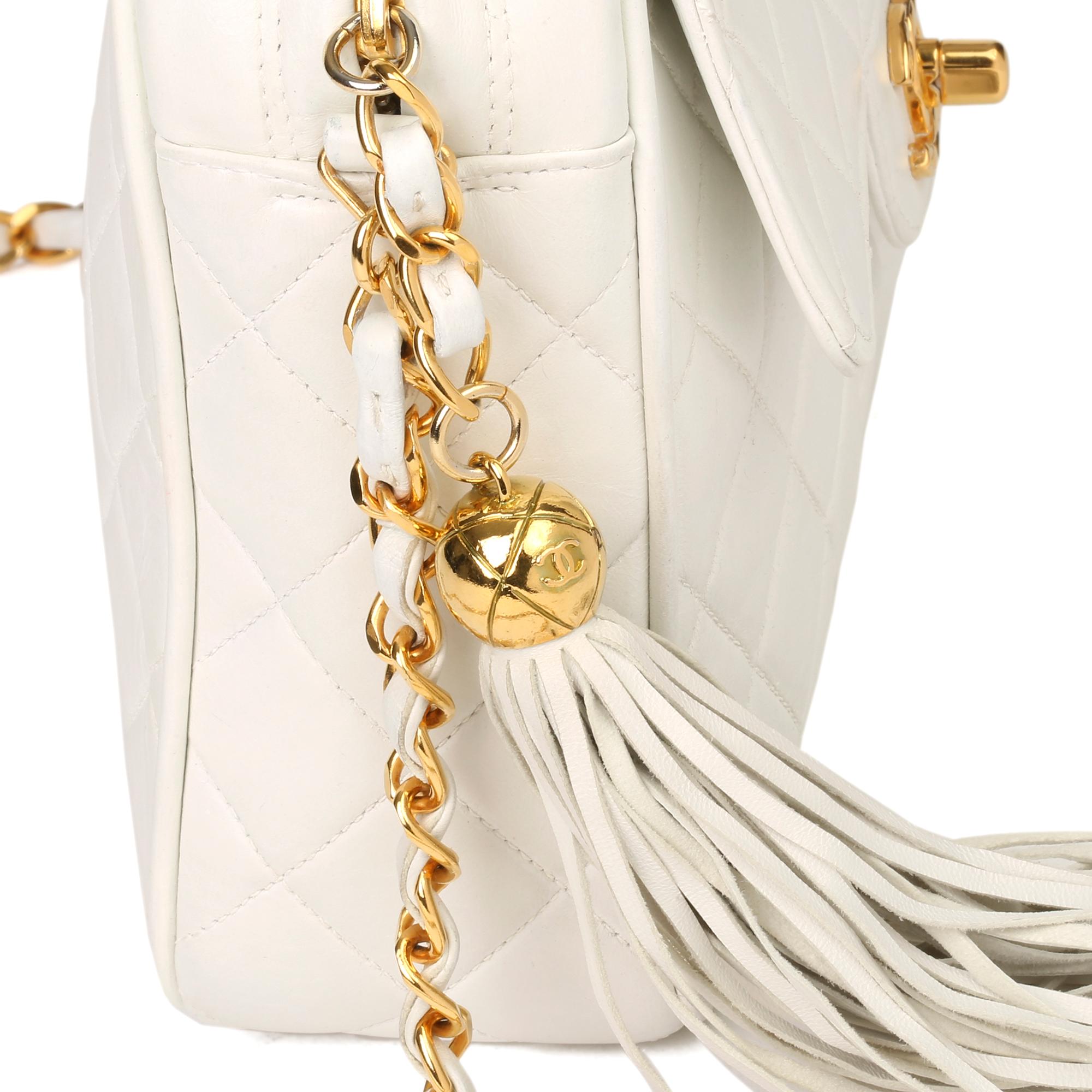 1991 Chanel White Quilted Lambskin Vintage Classic Camera Bag 3