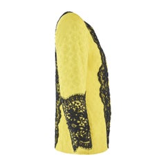 1991 Christian Lacroix Runway Yellow Jacquard Jacket with Black Lace