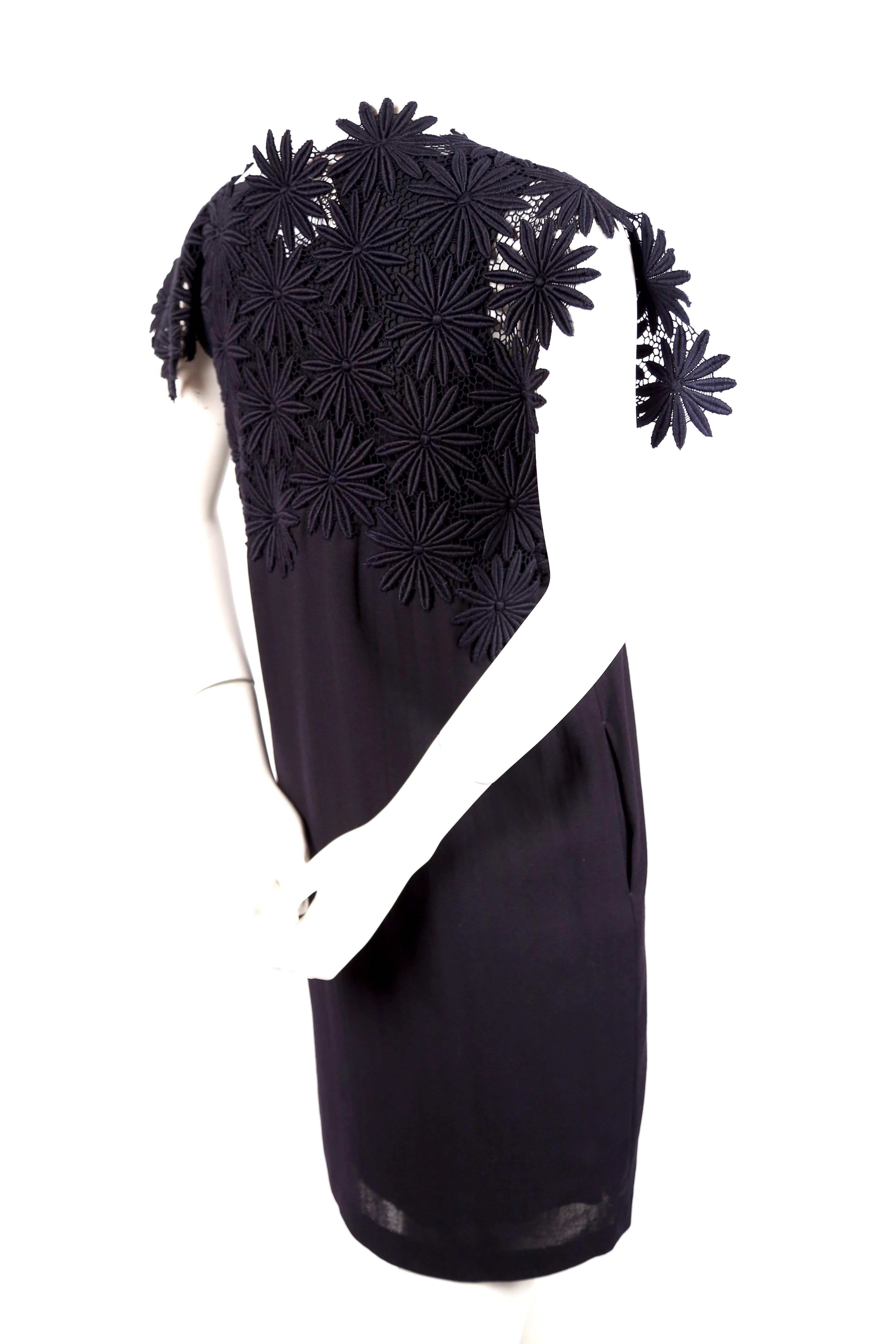 Black 1991 COMME DES GARCONS navy blue embroidered lace RUNWAY dress