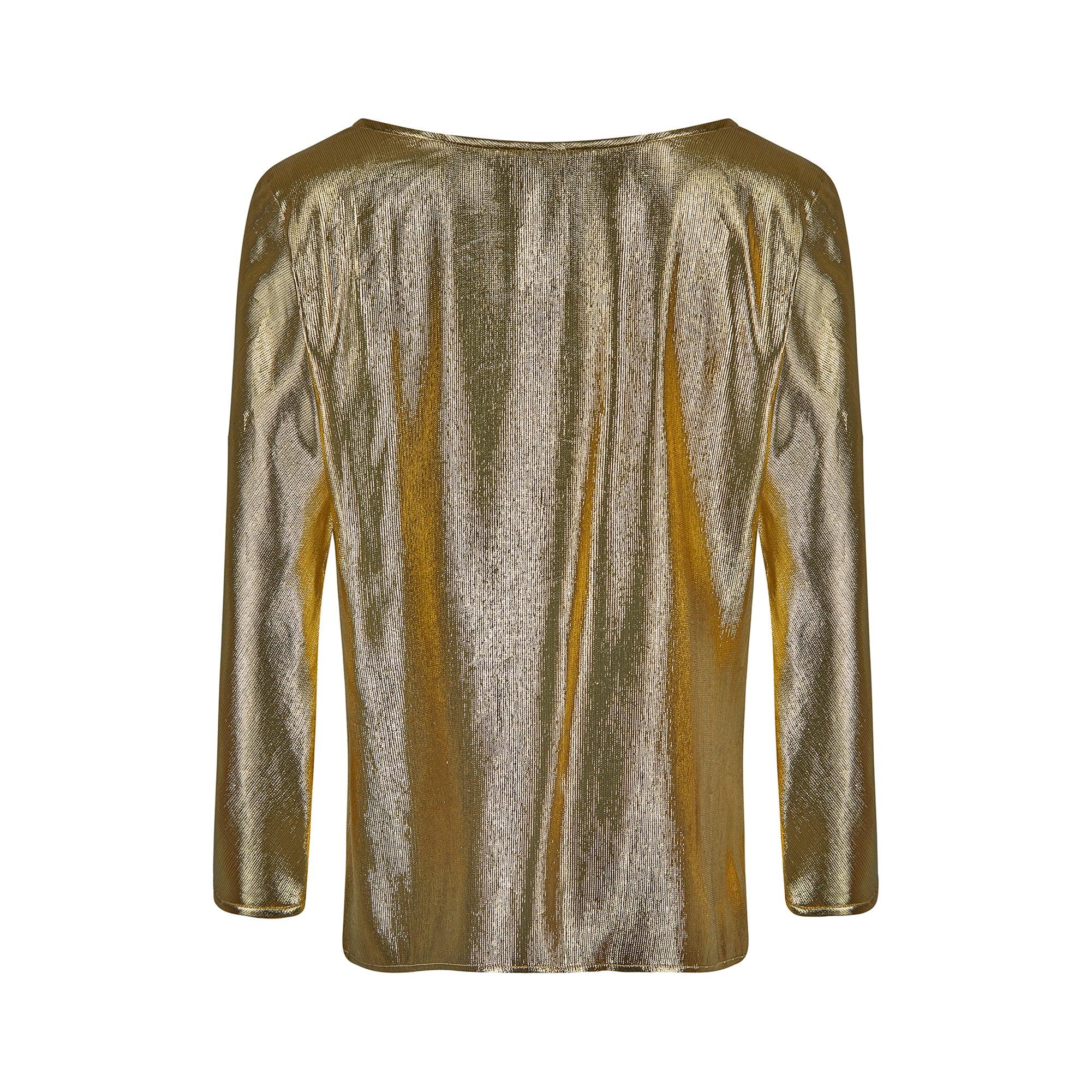 1991 Documented Yves Saint Laurent Gold Metallic Lame Top In Excellent Condition For Sale In London, GB