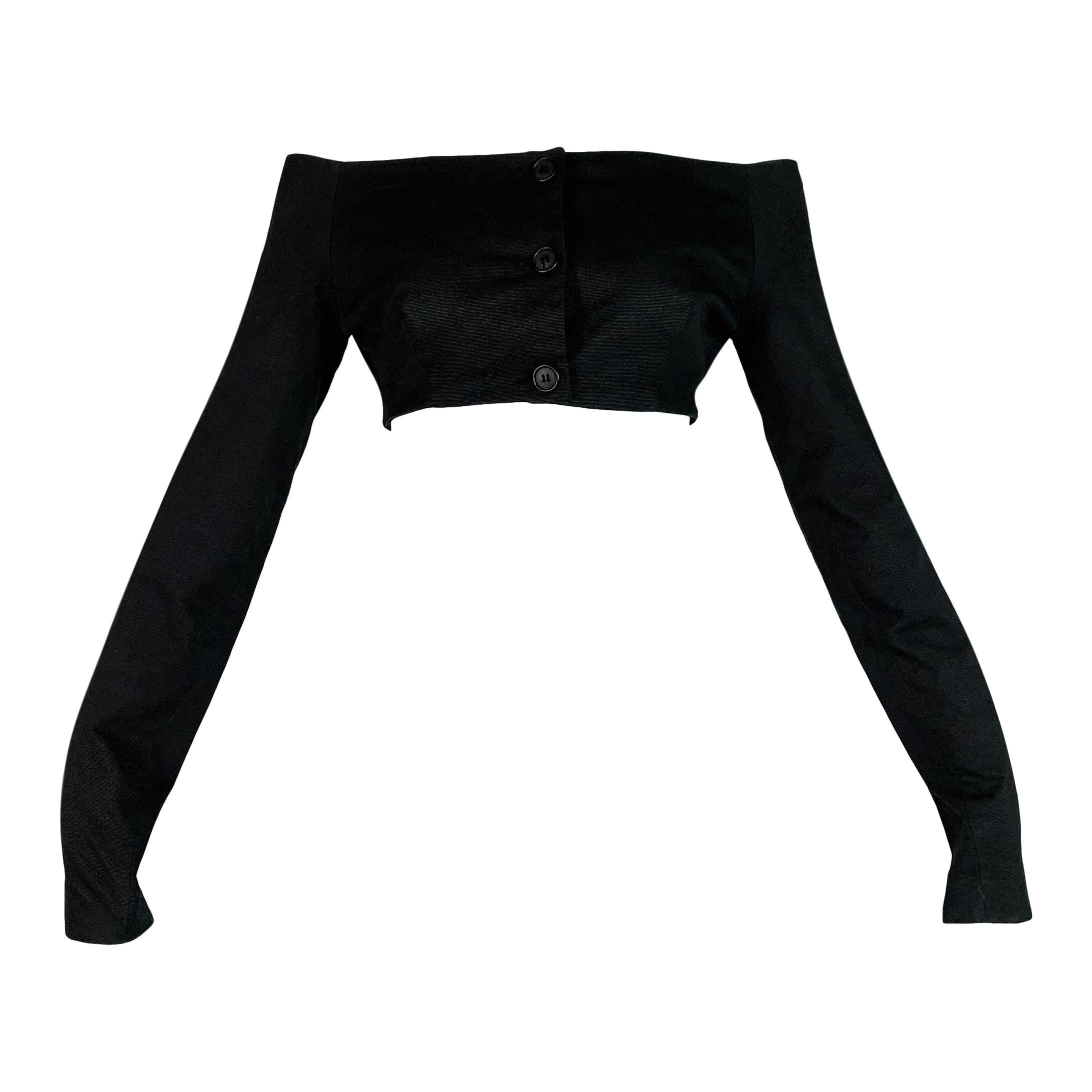 1991 Dolce & Gabbana Black Pin-Up Crop Top Cropped Jacket