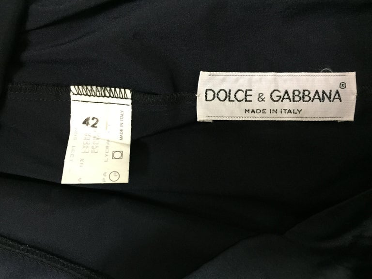 S/S 1991 Dolce and Gabbana Runway Black Satin Cut-Out Off Shoulder Mini ...