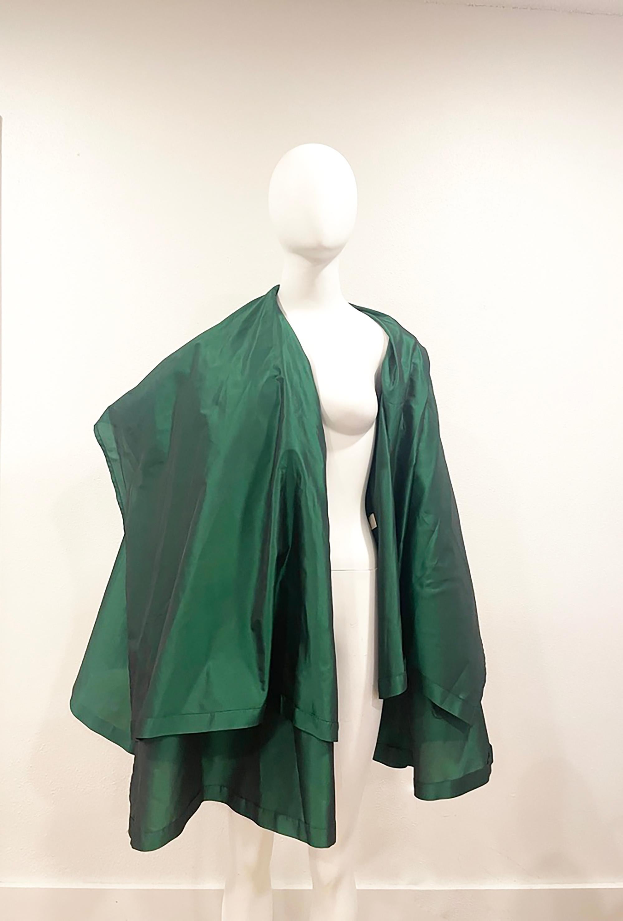 Women's 1991 DOLCE & GABBANA Emerald Green Satin Coat Dress For Sale