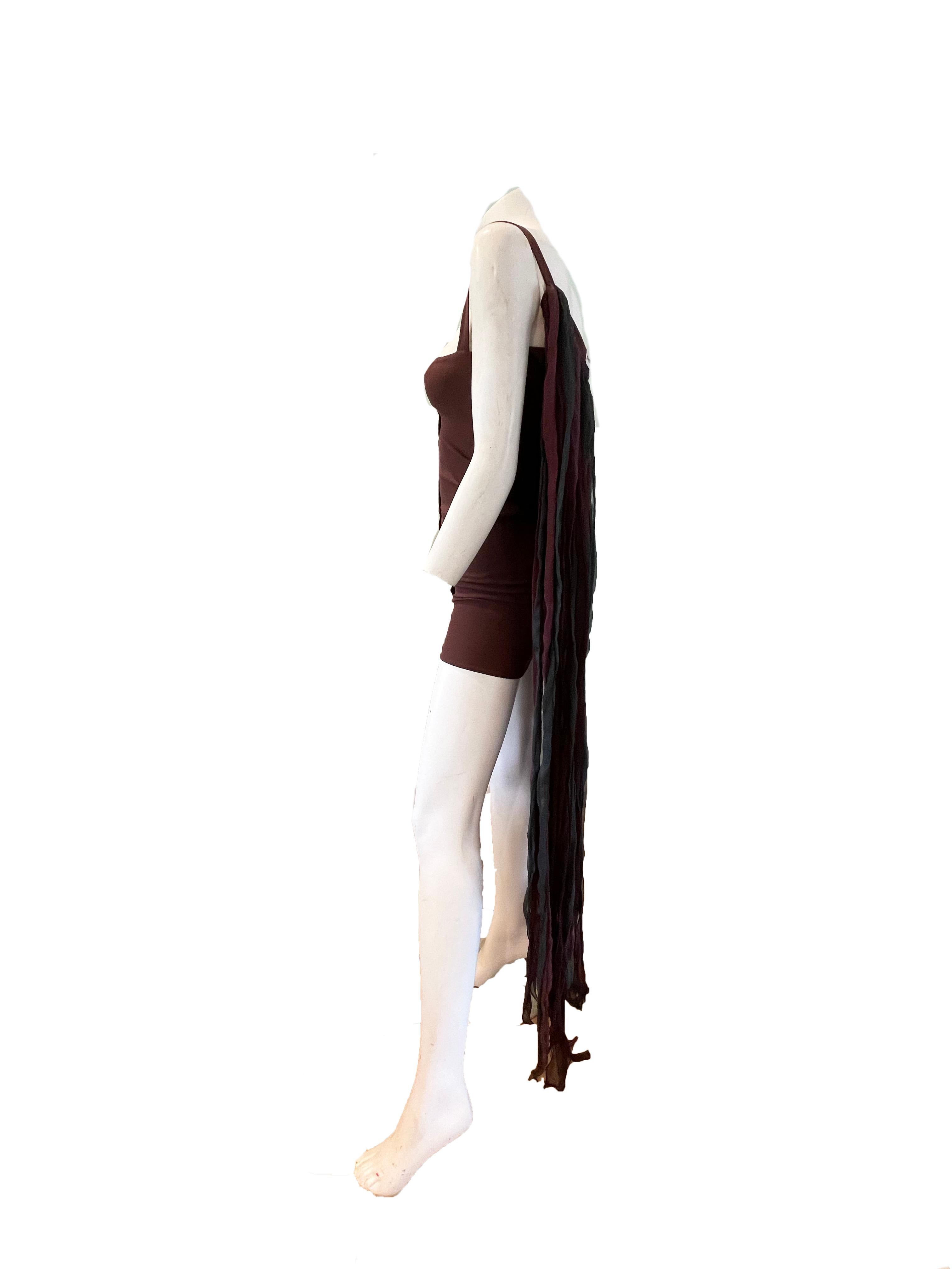 1991 Dolce & Gabbana Mini- Stretch-Kleid aus Stretch mit Seidensträngen Damen im Angebot