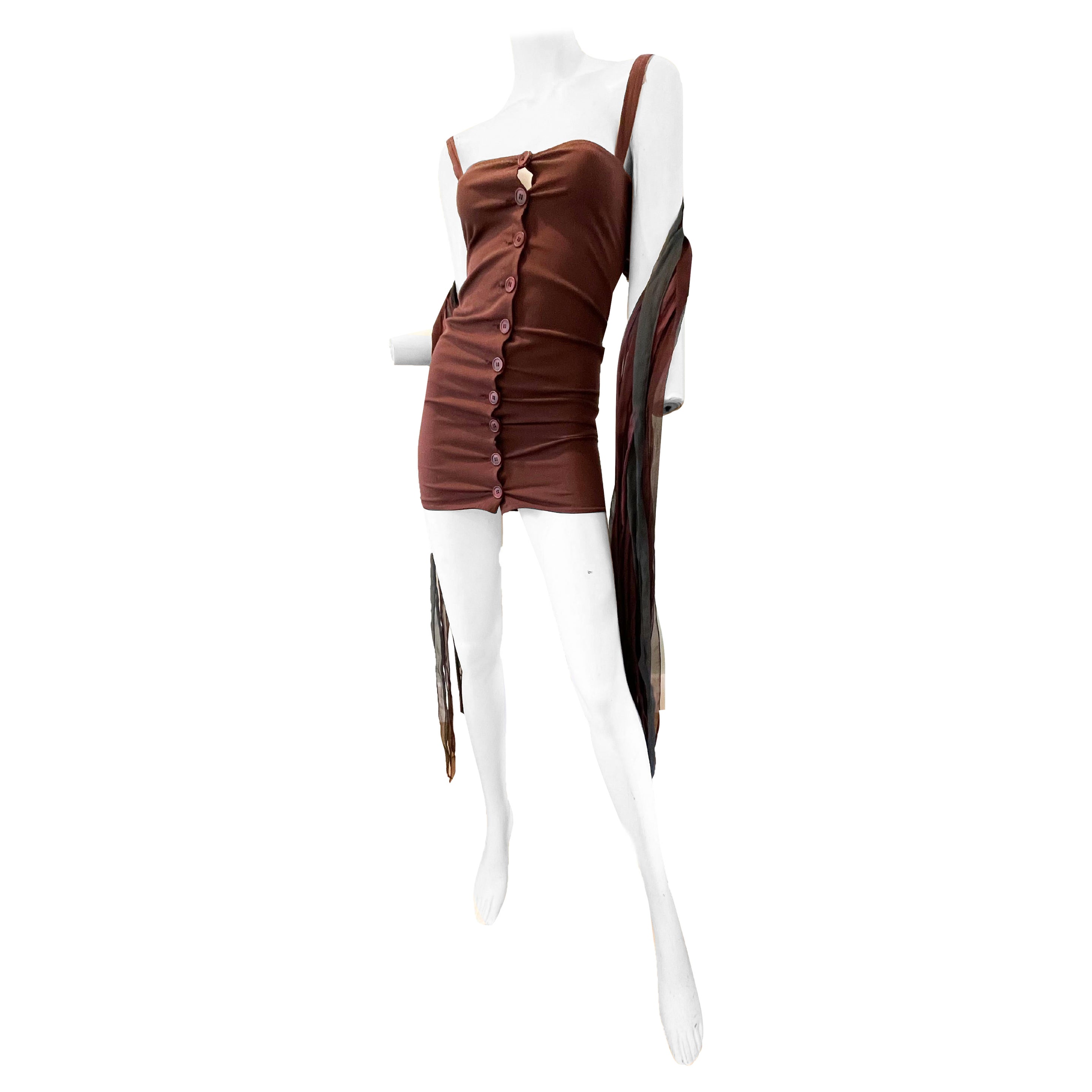 1991 Dolce & Gabbana Mini Abito Stretch con Fili di Seta