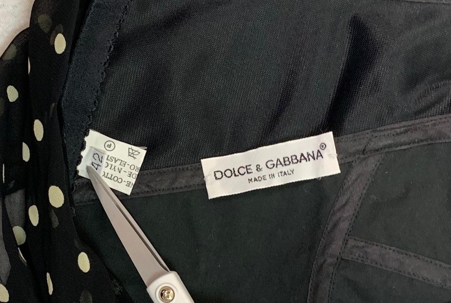 1991 Dolce & Gabbana Pin-Up Black Bustier Polka Dot Scarf Wrap Top 1
