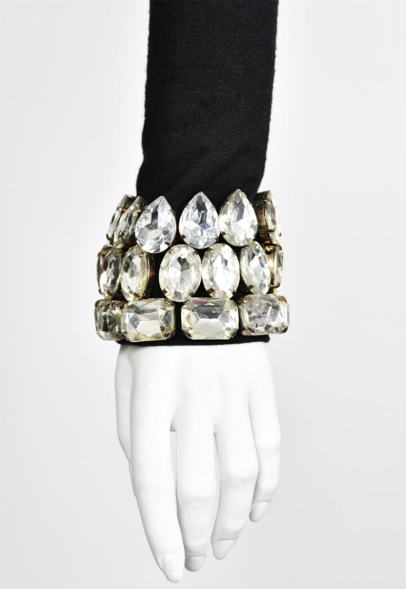 1991 Dolce & Gabbana Runway Crystal Rhinestone Black Crop Top w/ Matching Skirt en vente 5