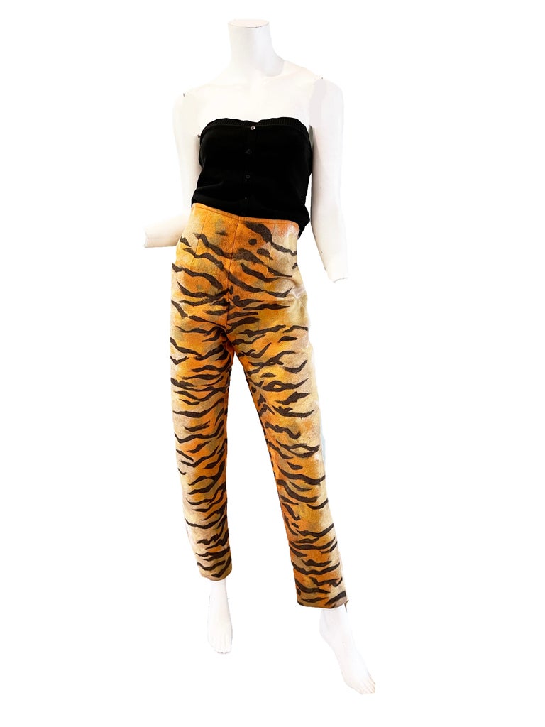 1991 F/W Todd Oldham tiger high waisted pant In Excellent Condition For Sale In Austin, TX
