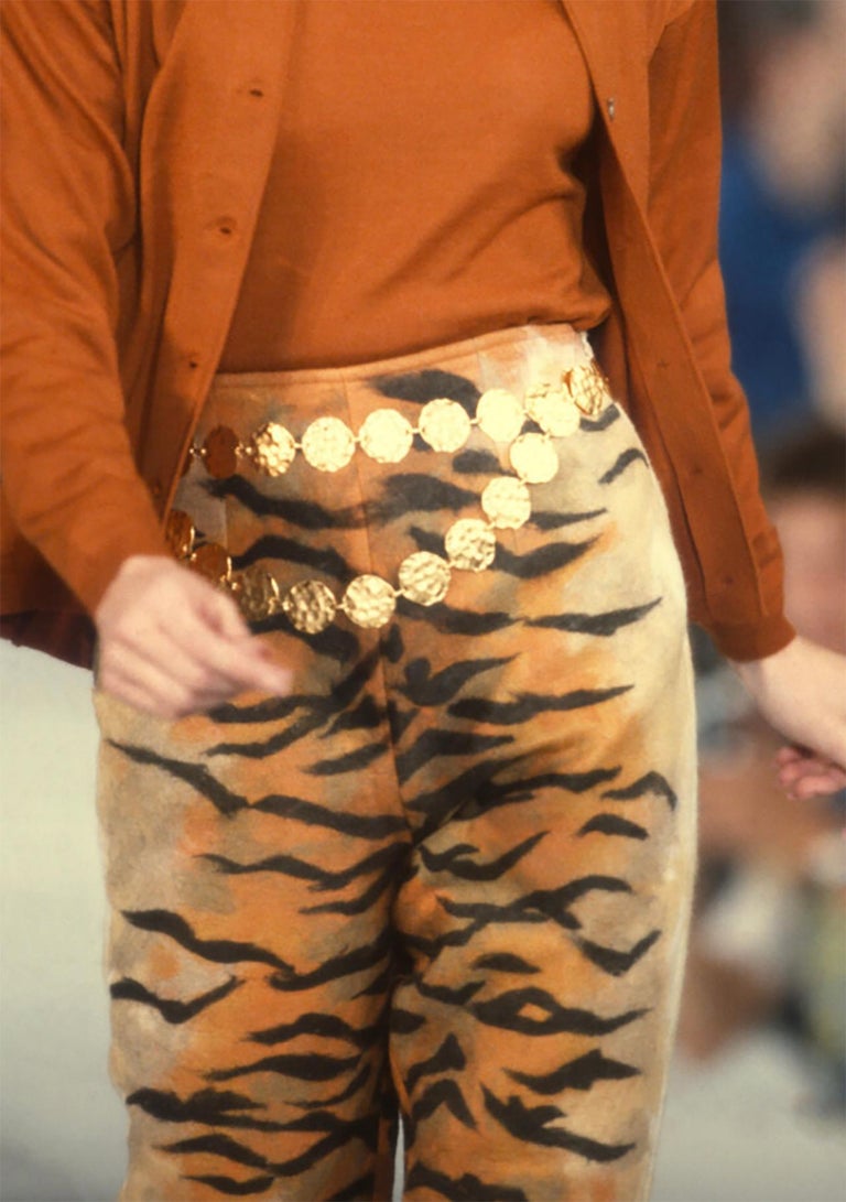 Women's 1991 F/W Todd Oldham tiger high waisted pant For Sale