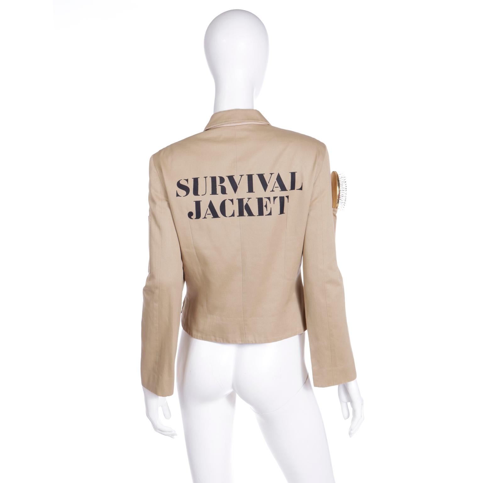 1991  Franco Moschino Couture Rare Vintage Runway Survival Jacket w Beauty Tools 1