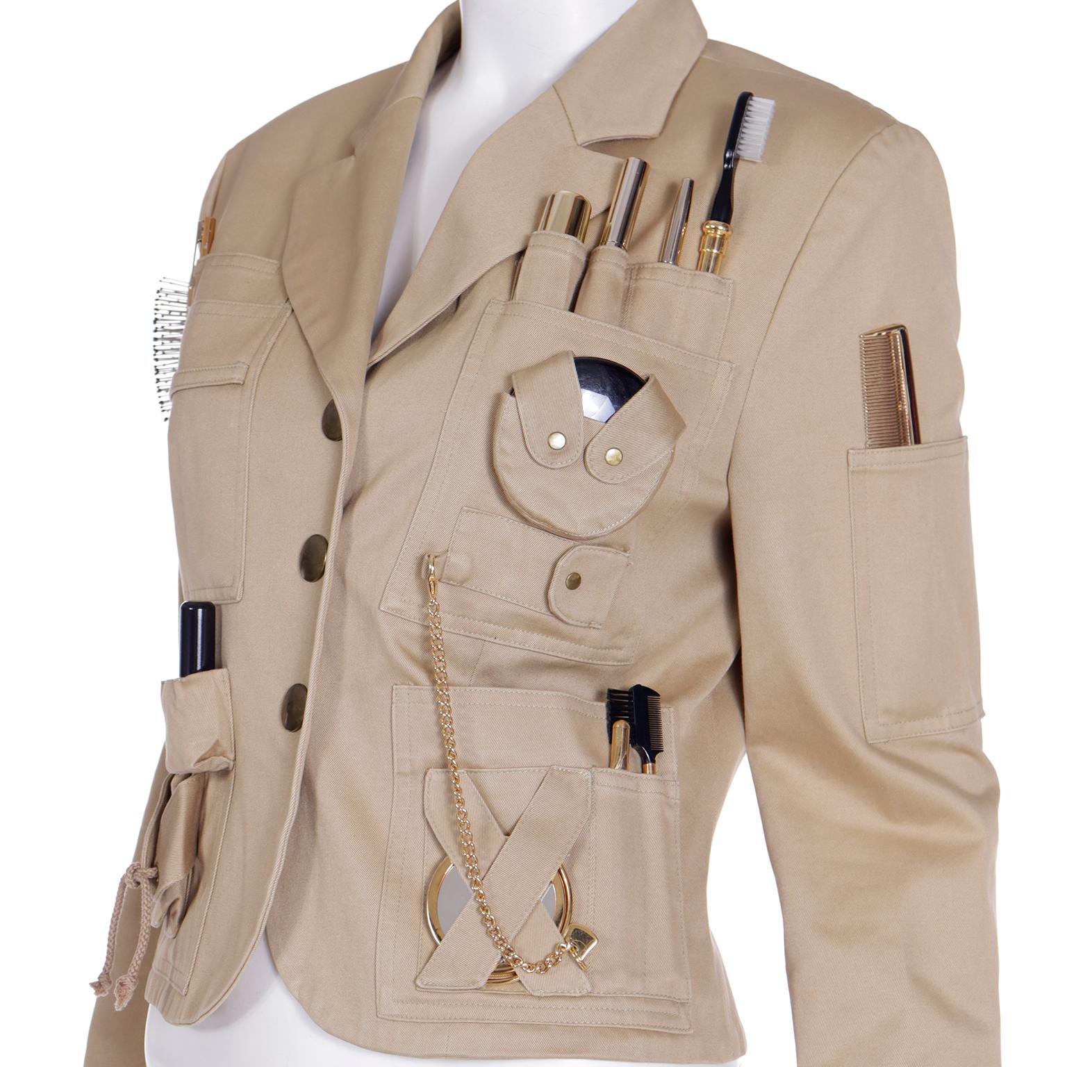 1991  Franco Moschino Couture Rare Vintage Runway Survival Jacket w Beauty Tools 3