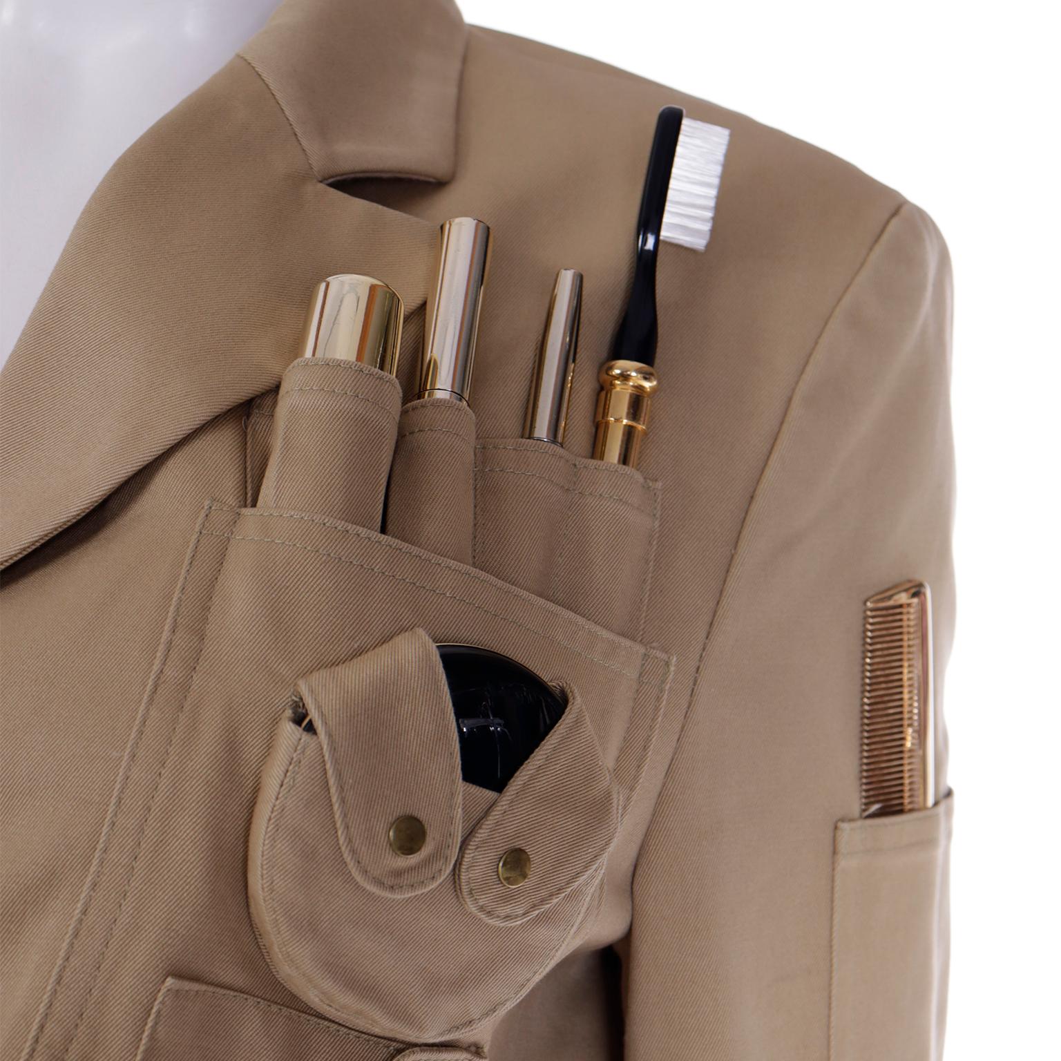 1991  Franco Moschino Couture Rare Vintage Runway Survival Jacket w Beauty Tools 5