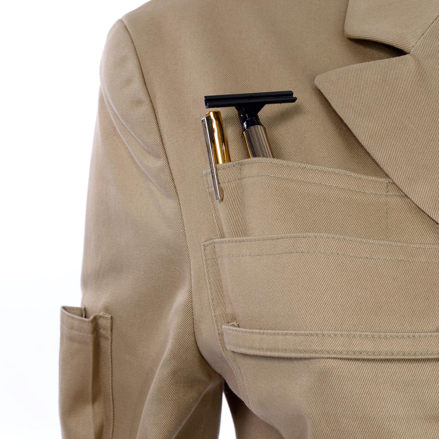 1991 Franco Moschino Couture Survival Jacket in Khaki Cotton Urban Jungle Tools 3