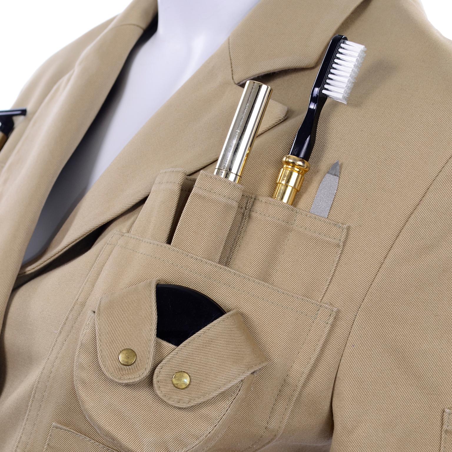 1991 Franco Moschino Couture Survival Jacket in Khaki Cotton Urban Jungle Tools 5
