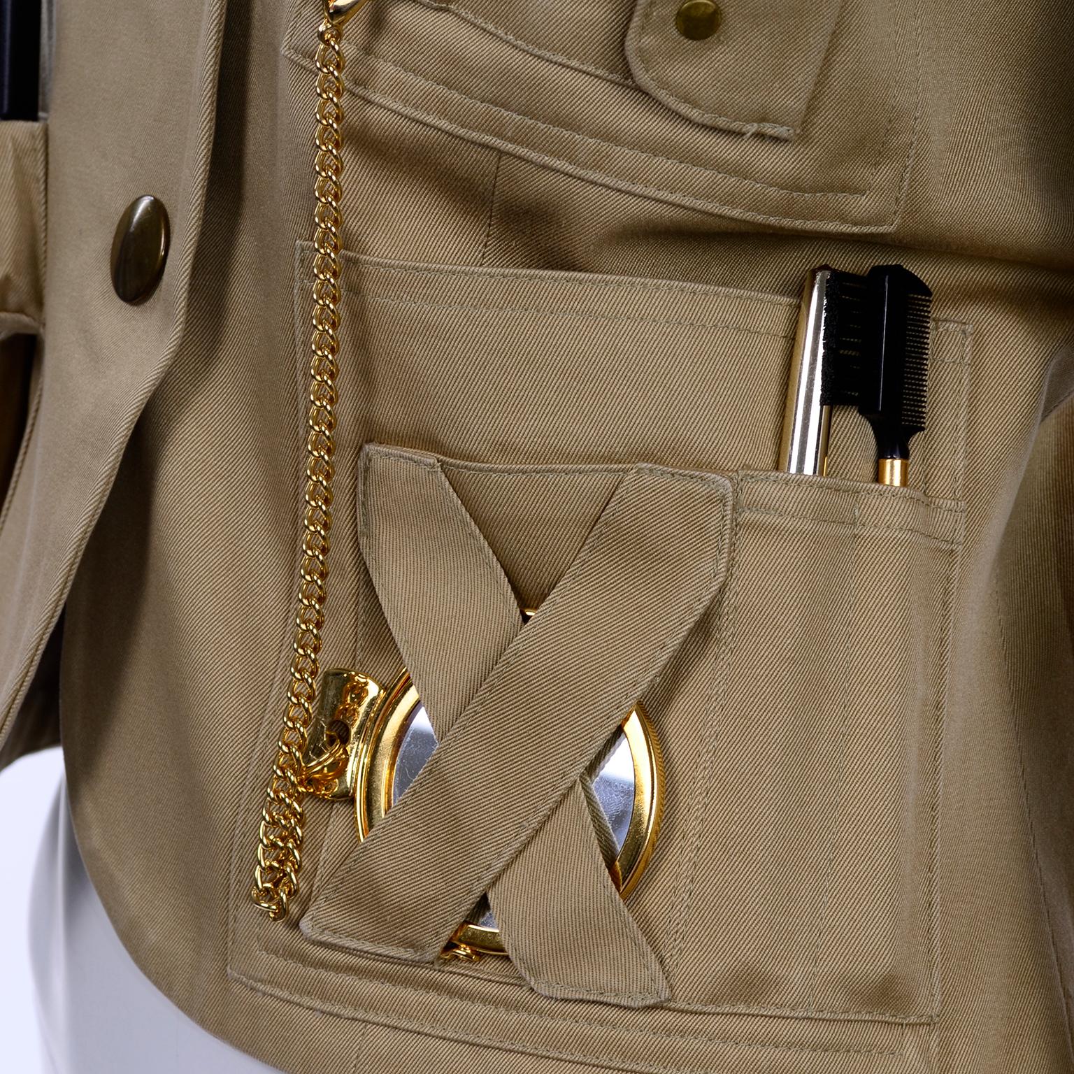 1991 Franco Moschino Couture Survival Jacket in Khaki Cotton Urban Jungle Tools 6