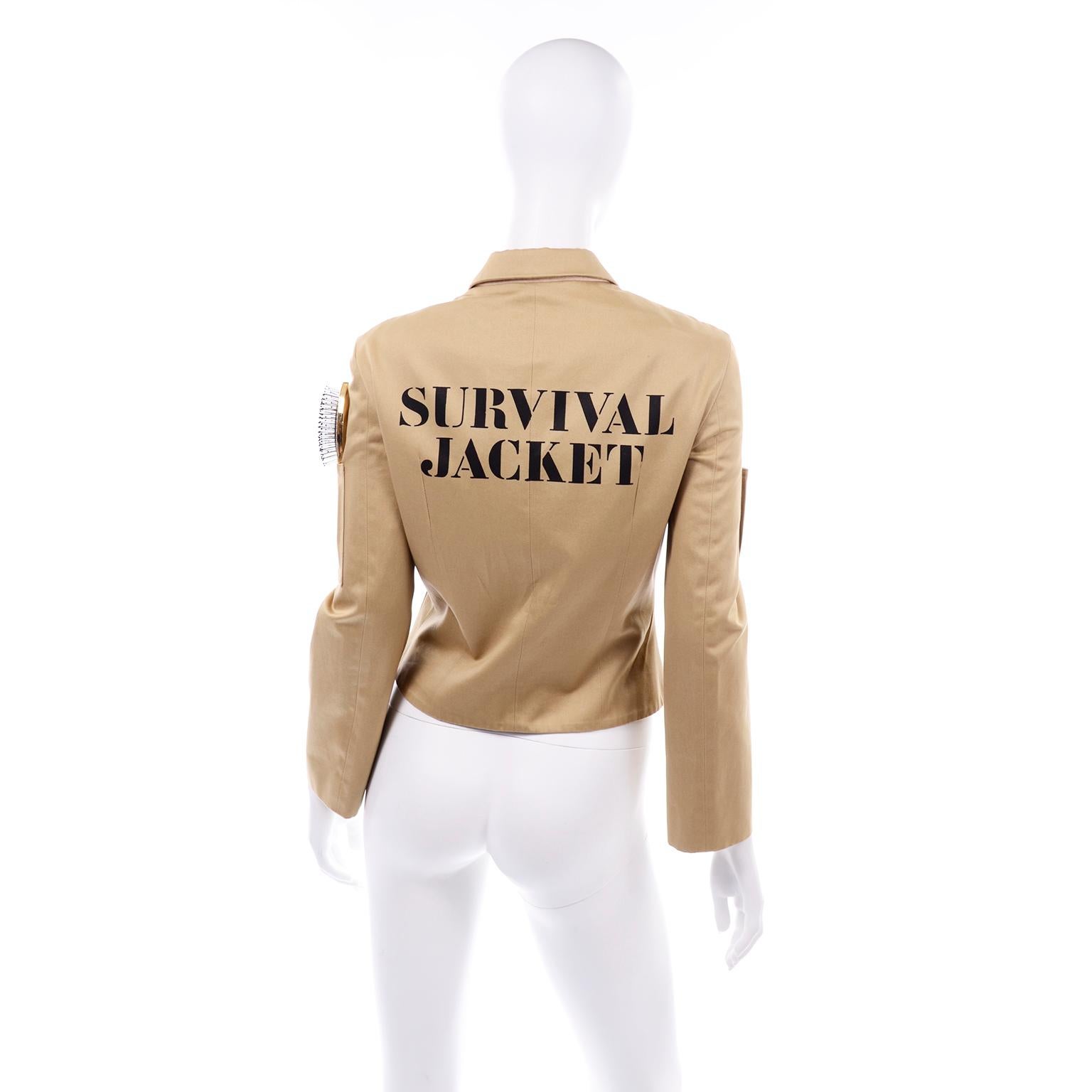 1991 Franco Moschino Couture Survival Jacke in Khaki Baumwolle Urban Jungle Tools Damen
