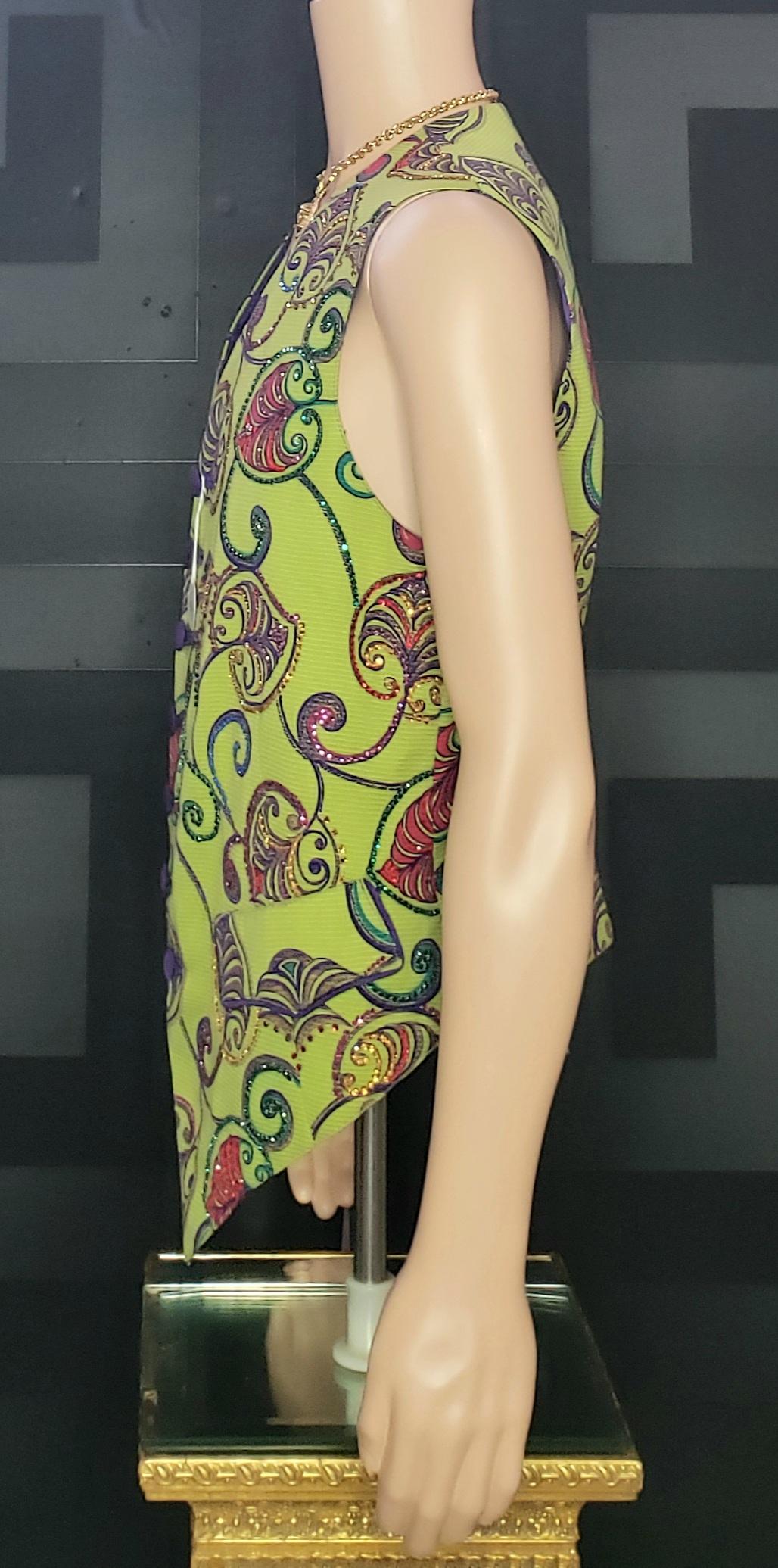 Brown 1991 GIANNI VERSACE PRIVATE COLLECTION SILK TWILL WAISTCOAT w/ SEQUIN EMBROIDERY For Sale