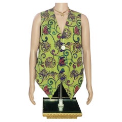 1991 GIANNI VERSACE PRIVATE COLLECTION SILK TWILL WAISTCOAT w/ SEQUIN EMBROIDERY