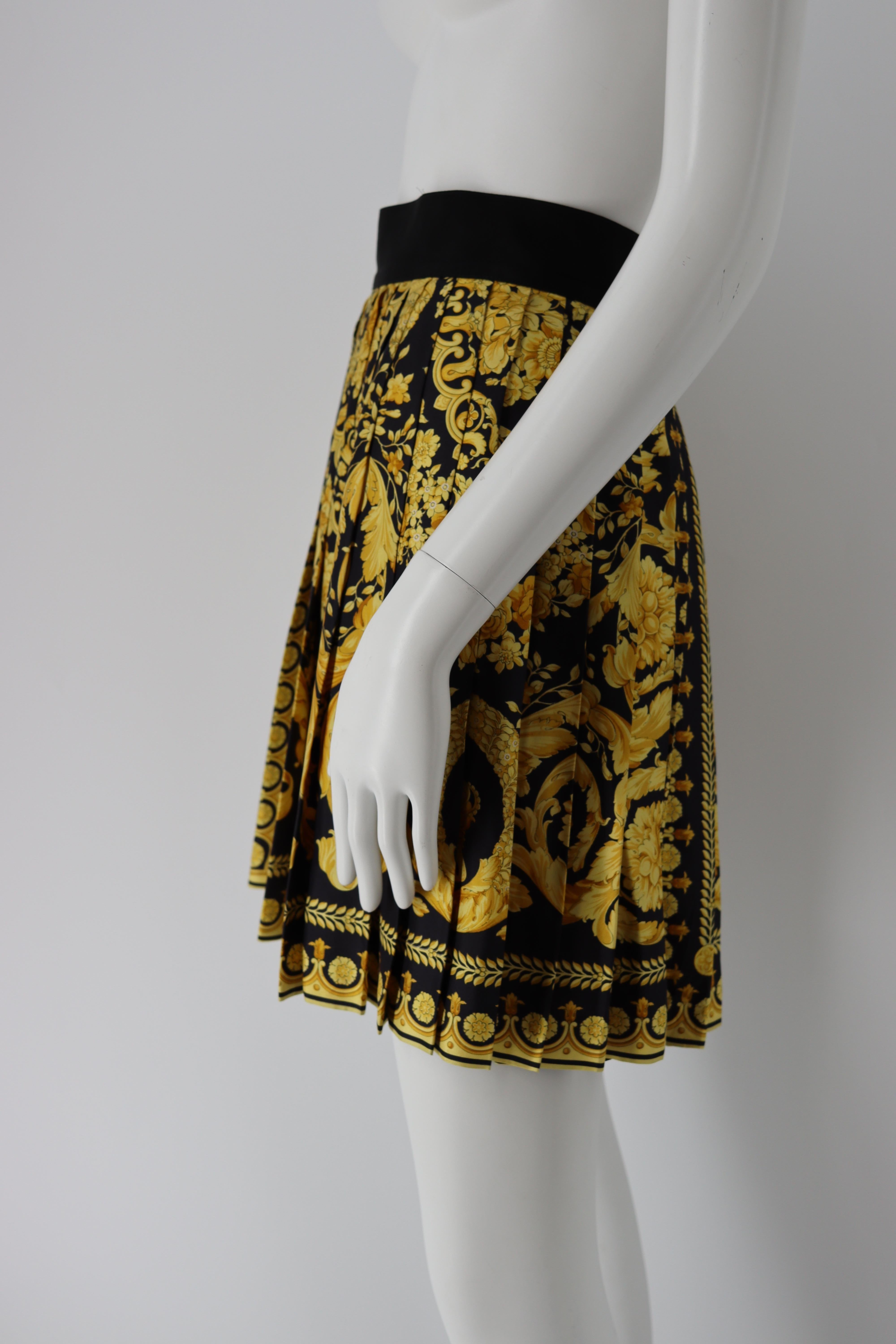 Brown 1991 Gianni Versace Couture Baroque Silk Skirt