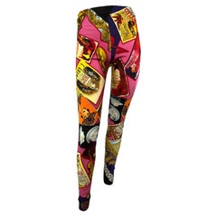 Vintage 1991 Gianni Versace Opera Playbill Print Pink Tights Legging Pants