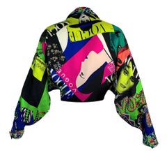 1991 Gianni Versace Vogue Print Silk Button Down Blouse Top