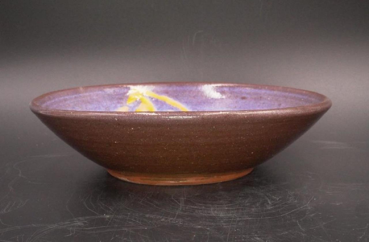 American 1991 Harding Black Pottery Piranha Fish Bowl For Sale