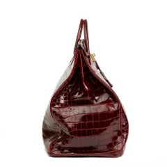 1991 Hermès Bordeaux Shiny Niloticus Crocodile Leather Vintage Birkin 60cm HAC