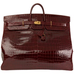 1991 Hermès Bordeaux Shiny Niloticus Krokodilleder Vintage Birkin 60cm HAC