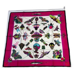 1991 Hermes "Soies Volantes" Sciarpa di seta di Loic Dubigeon 35'x35"