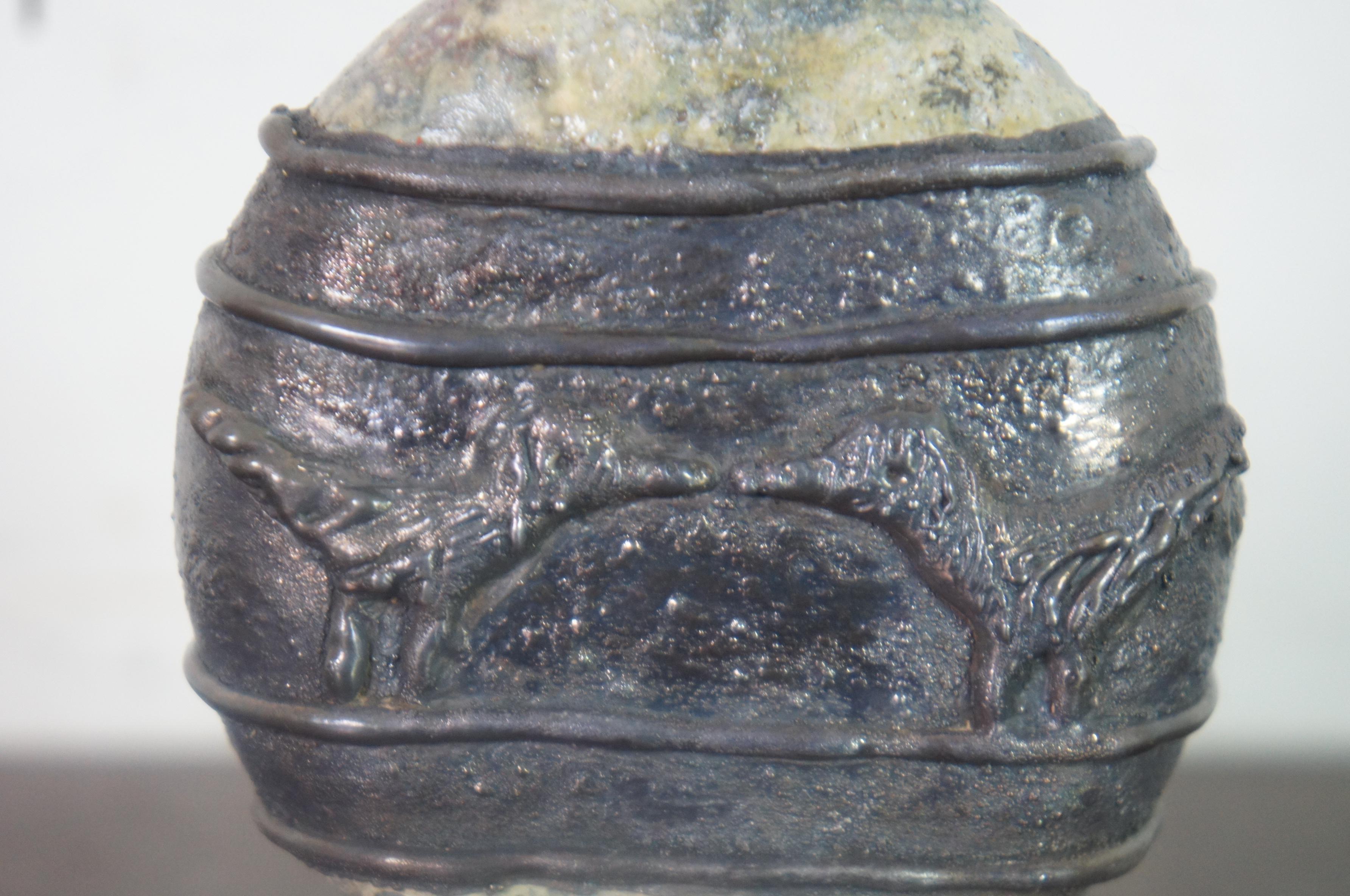 Sterling Silver 1991 Israeli Domar Silver Overlay Art Glass Ceramic Perfume Bottle Judaica