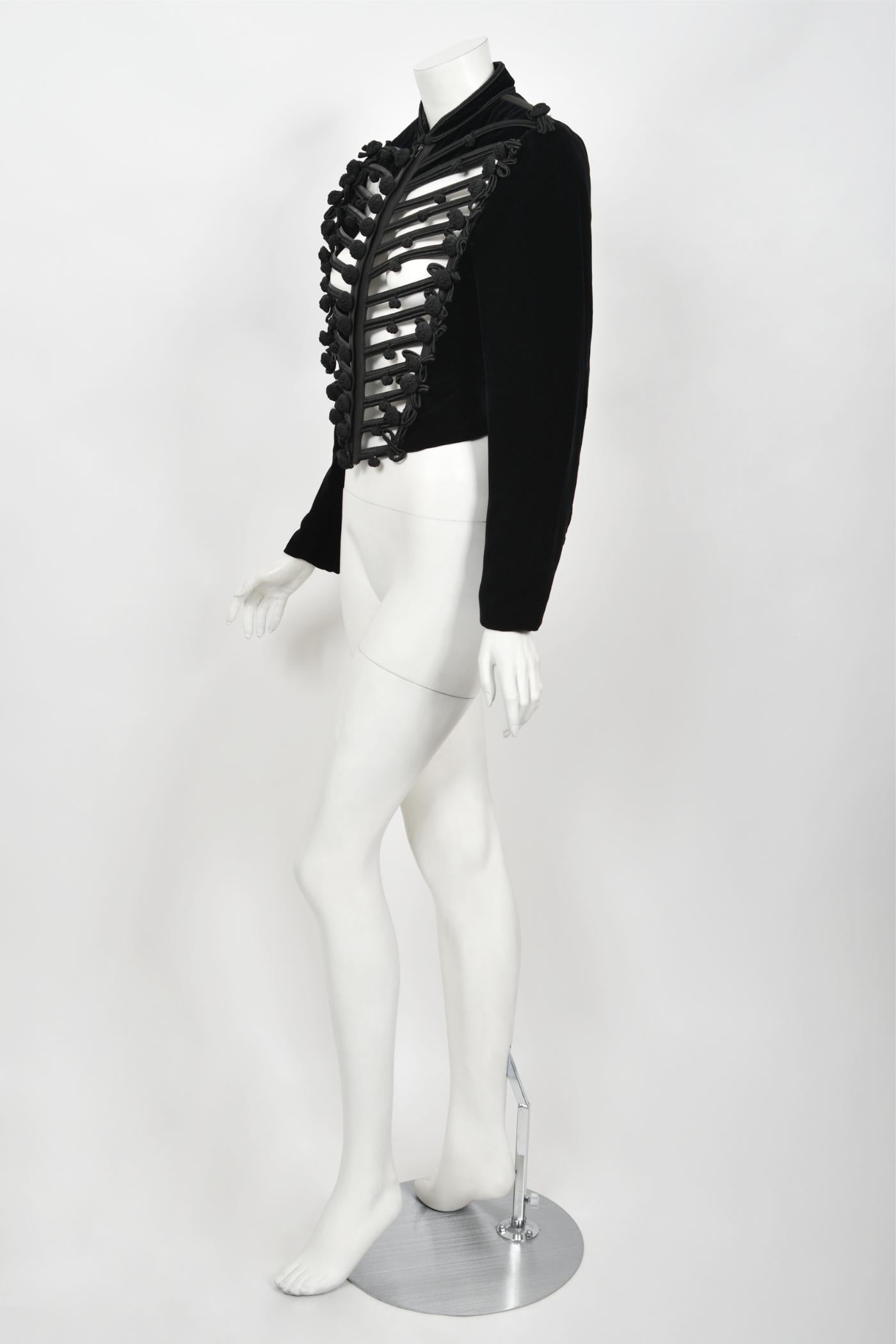 1991 Jean Paul Gaultier Documented Cher Worn Black Velvet Corset Cage Jacket  For Sale 7