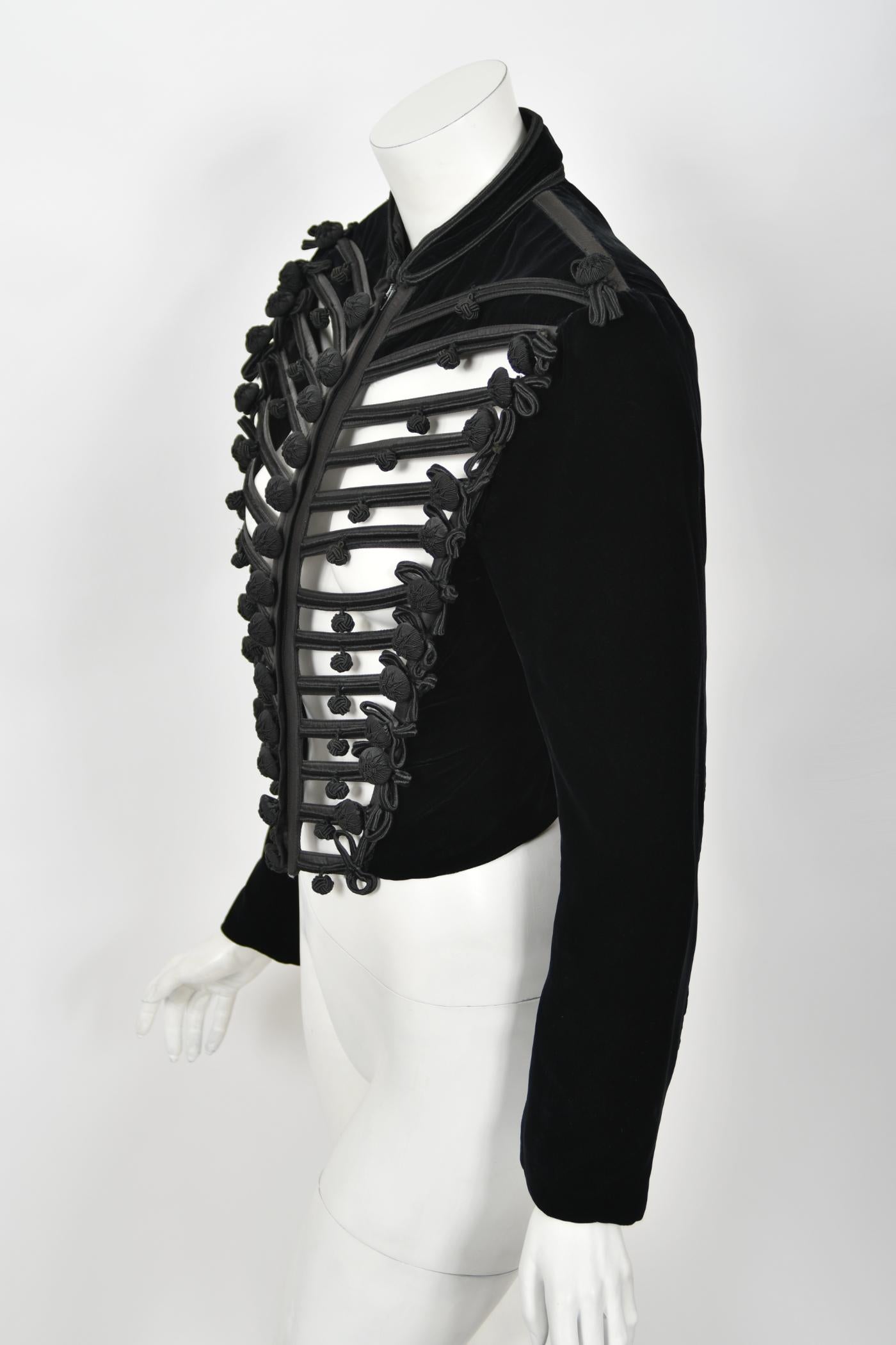 1991 Jean Paul Gaultier Documented Cher Worn Black Velvet Corset Cage Jacket  For Sale 8