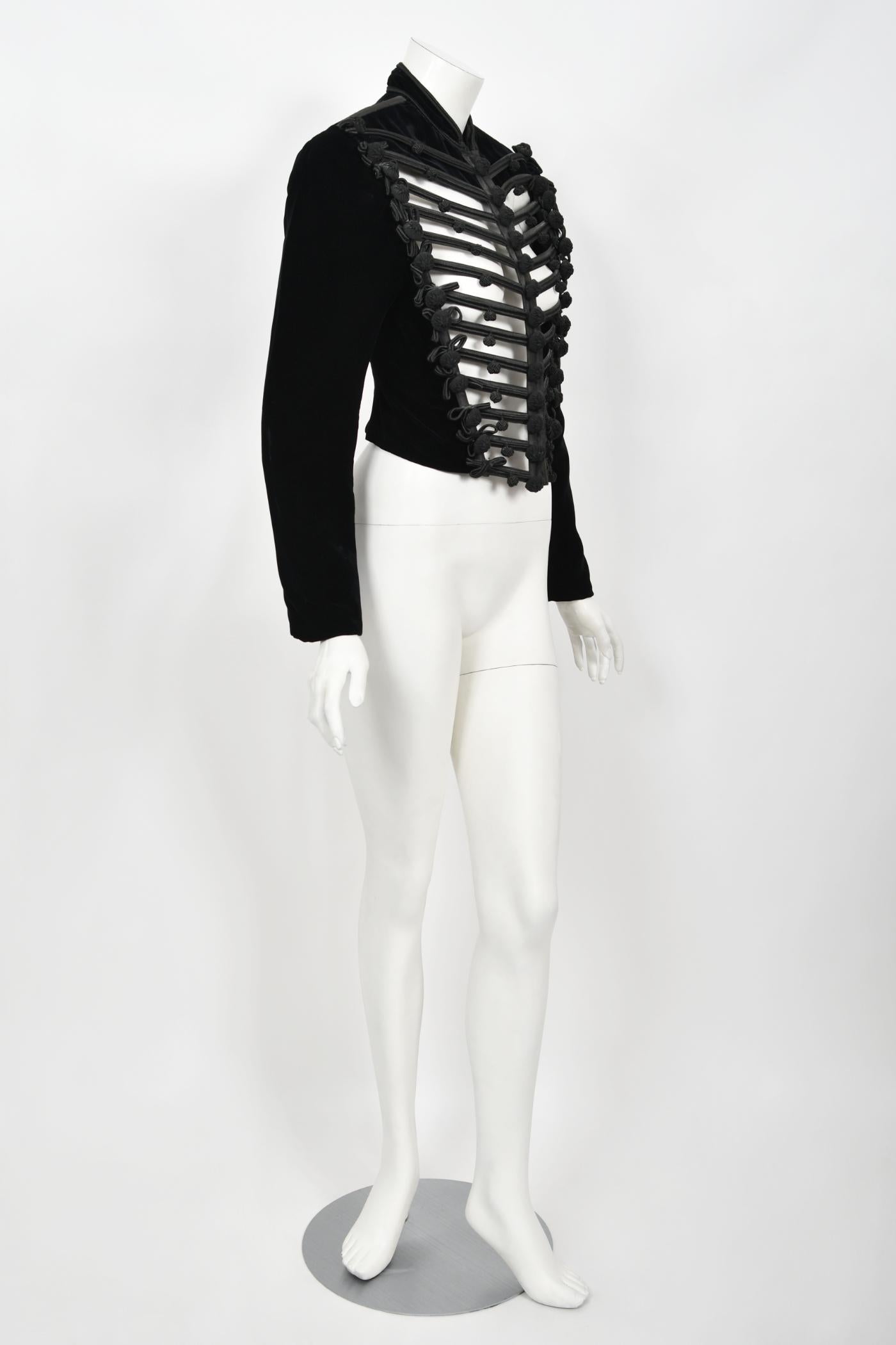 1991 Jean Paul Gaultier Documented Cher Worn Black Velvet Corset Cage Jacket  For Sale 4