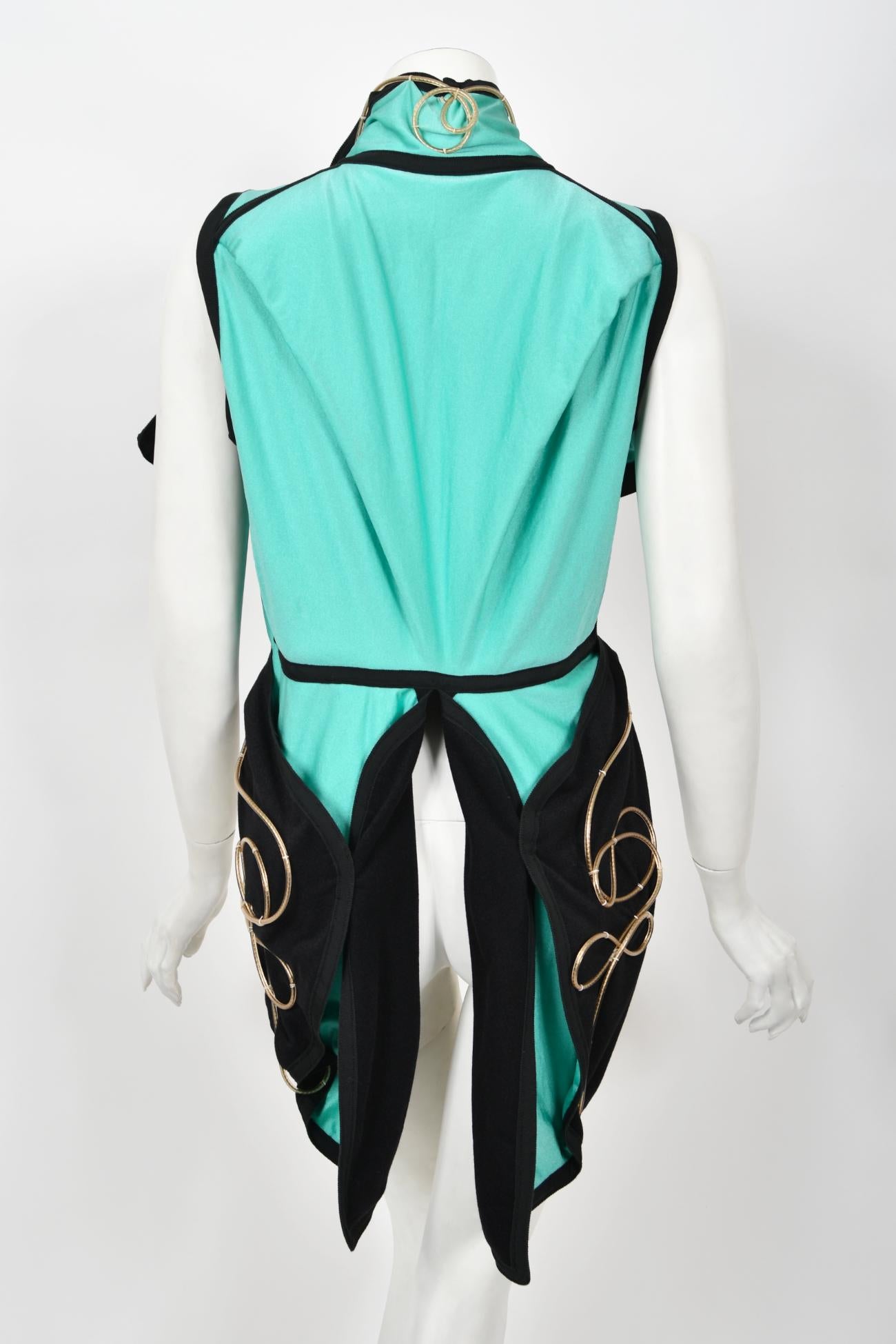 1991 John Galliano Documented Runway Black & Blue Military Inspired Cropped Vest 7