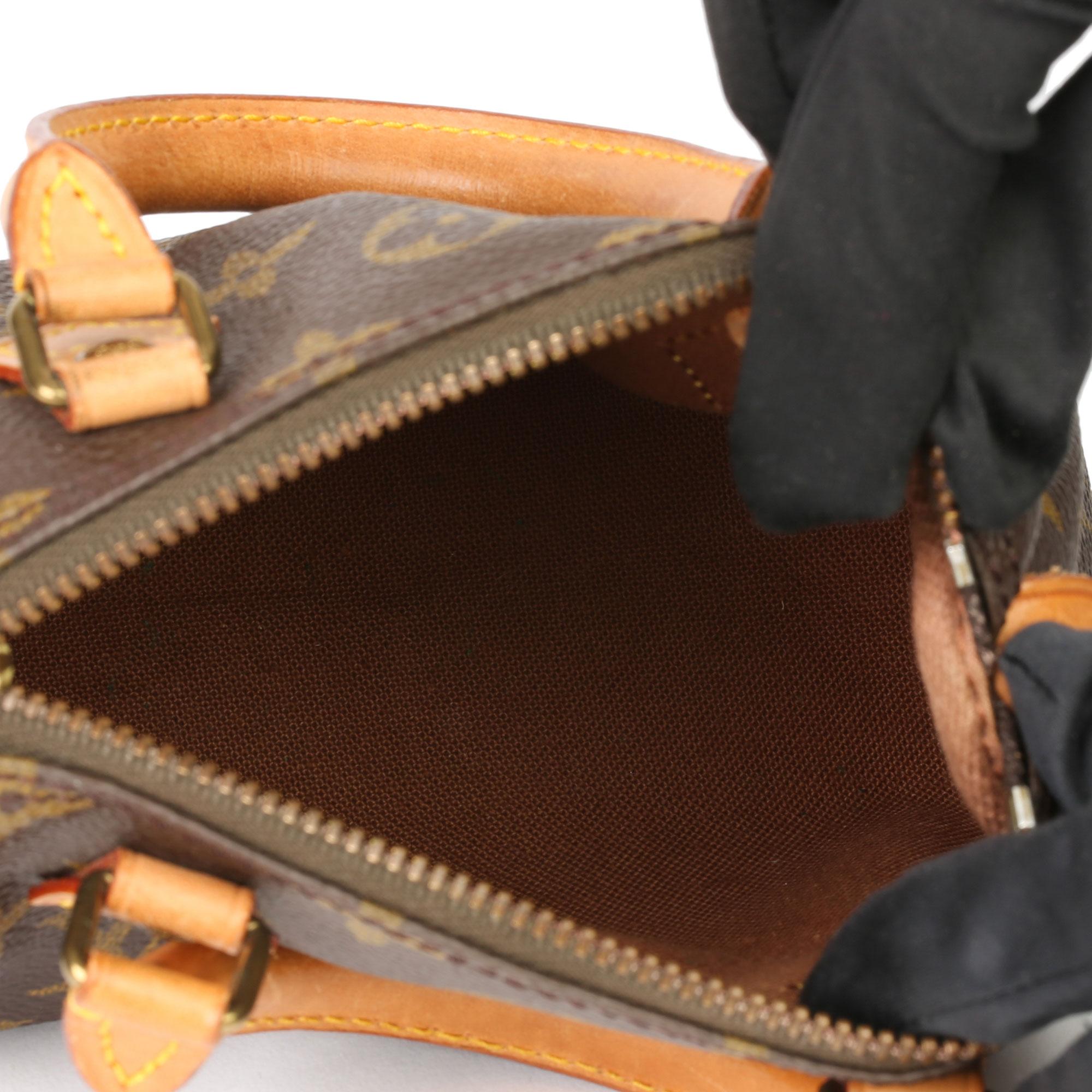 1991 Louis Vuitton Brown Monogram Coated Canvas & Leather Vintage Mini HL Speedy 5