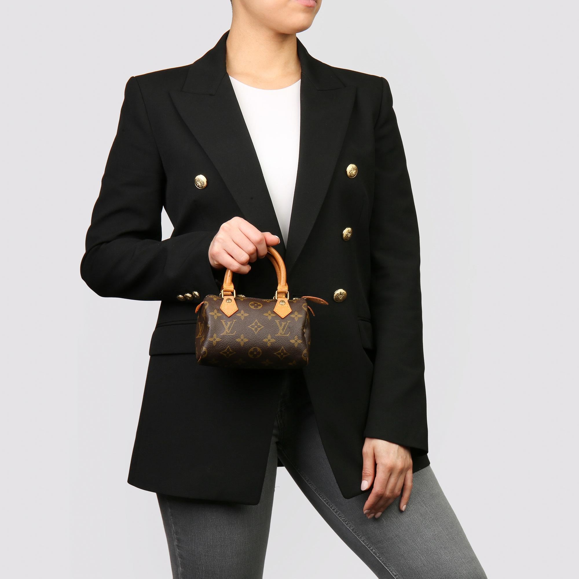 1991 Louis Vuitton Brown Monogram Coated Canvas & Leather Vintage Mini HL Speedy 6