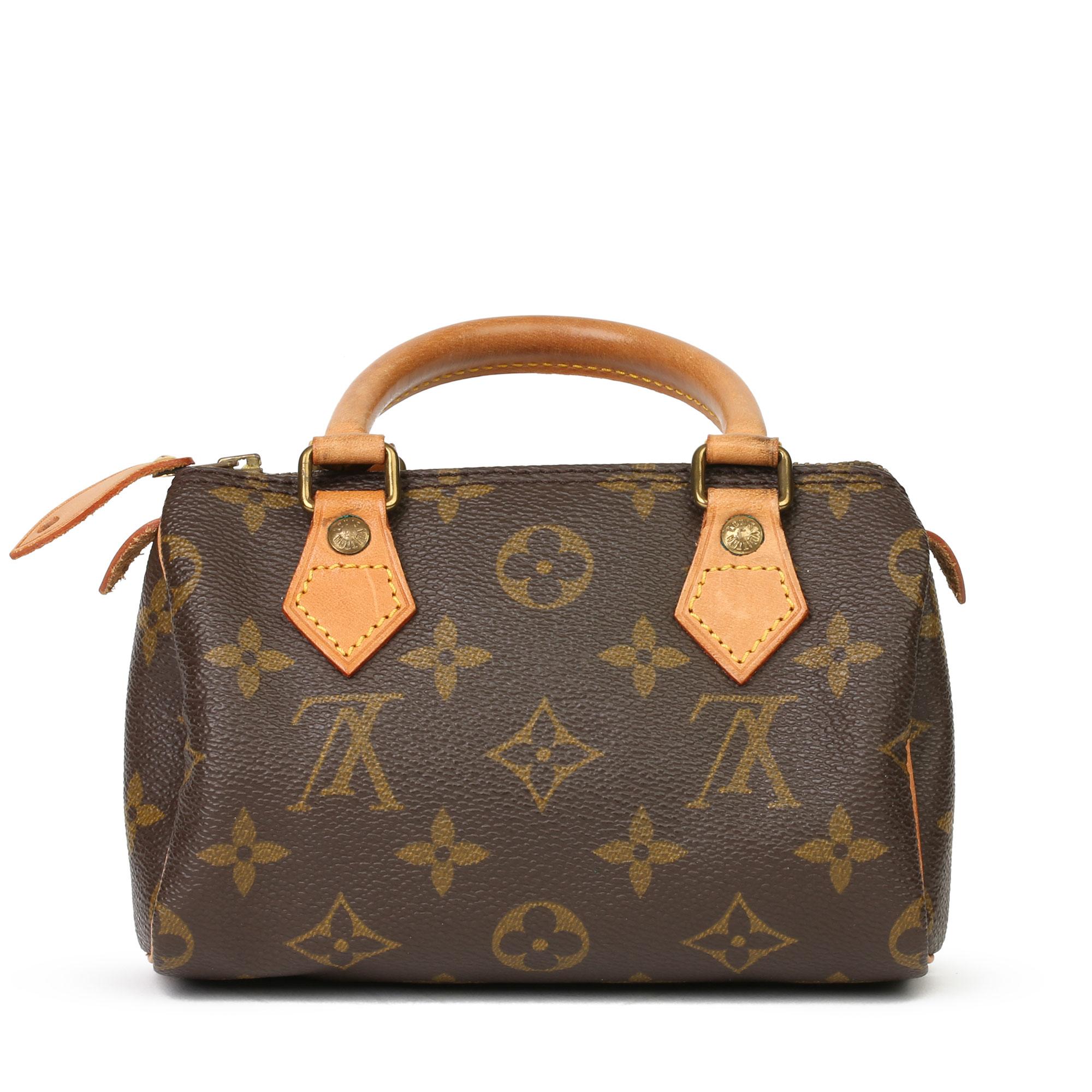 1991 Louis Vuitton Brown Monogram Coated Canvas & Leather Vintage Mini HL Speedy In Good Condition In Bishop's Stortford, Hertfordshire