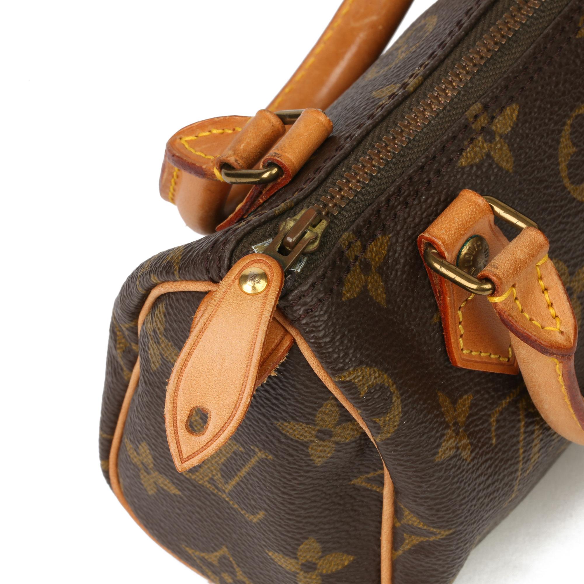 1991 Louis Vuitton Brown Monogram Coated Canvas & Leather Vintage Mini HL Speedy 2
