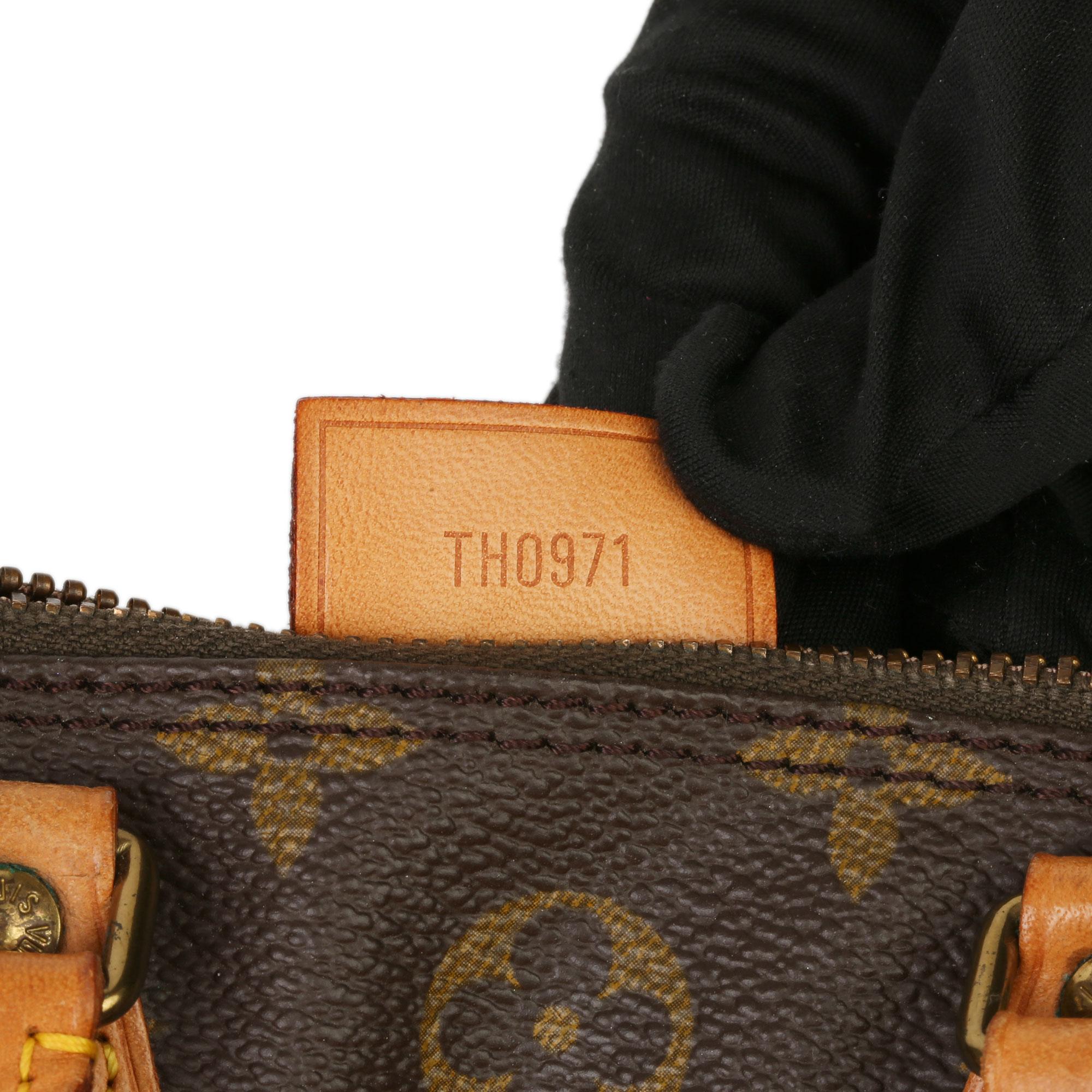 1991 Louis Vuitton Brown Monogram Coated Canvas & Leather Vintage Mini HL Speedy 4