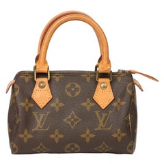 louis Vuitton 1991 Monogramme Marron Toile enduite & Cuir Vintage Mini HL Speedy