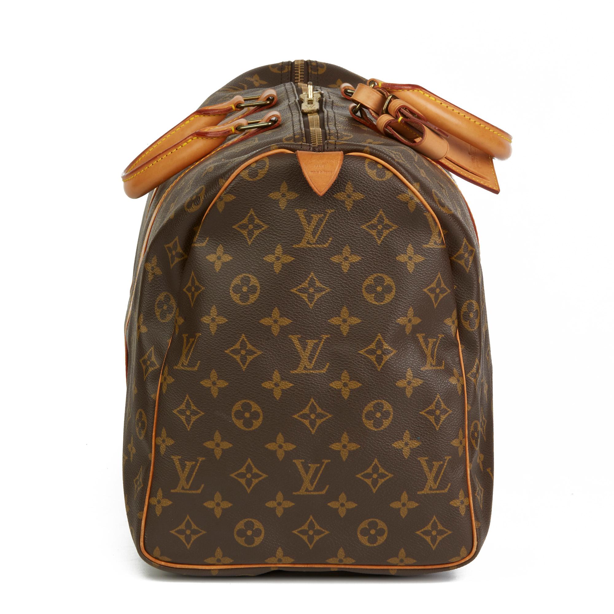 1991 Louis Vuitton Brown Monogram Coated Canvas & Vachetta Vintage Keepall 50 In Excellent Condition In Bishop's Stortford, Hertfordshire