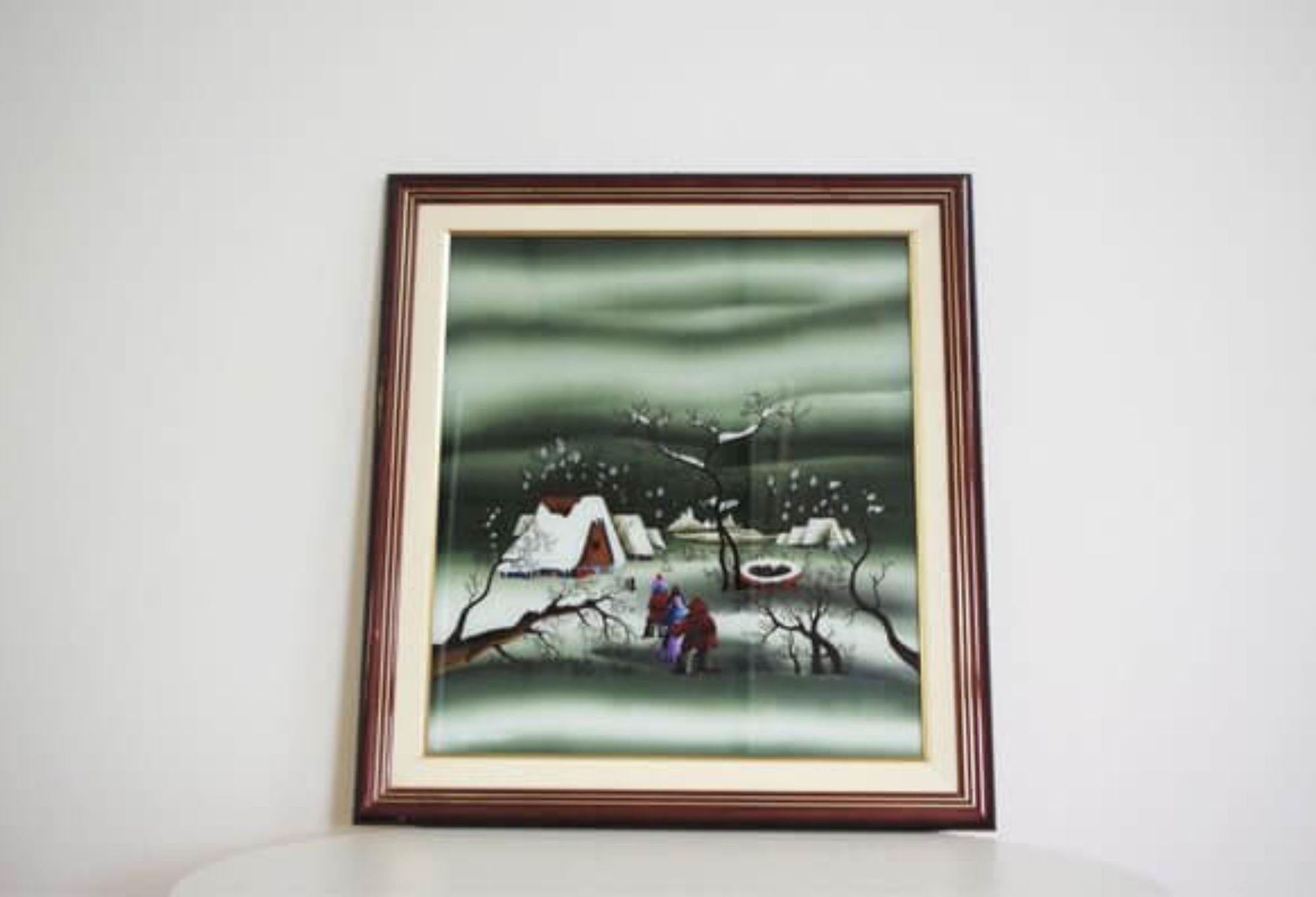 1991 Mugosa Naive Kunst Triptychon - Original Öl auf Leinwand Gemälde ( Satz von 3 ) im Angebot 10