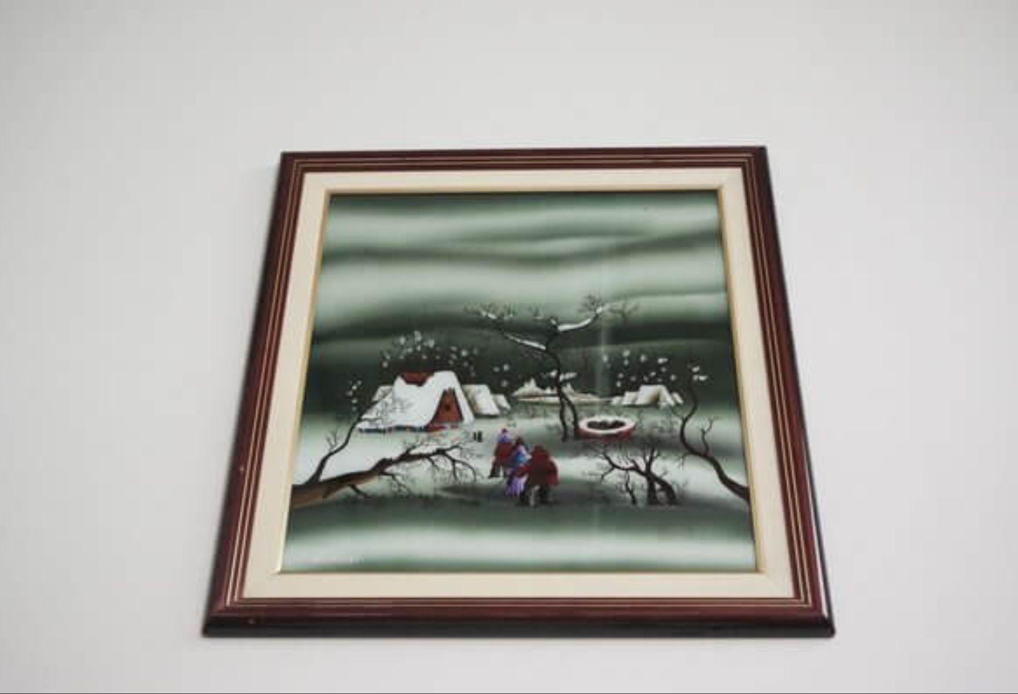 1991 Mugosa Naive Kunst Triptychon - Original Öl auf Leinwand Gemälde ( Satz von 3 ) im Angebot 11