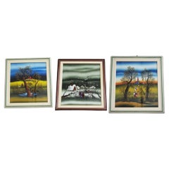 1991 Mugosa Naïve Art Triptych - Pinturas originales al óleo sobre lienzo ( set de 3 )