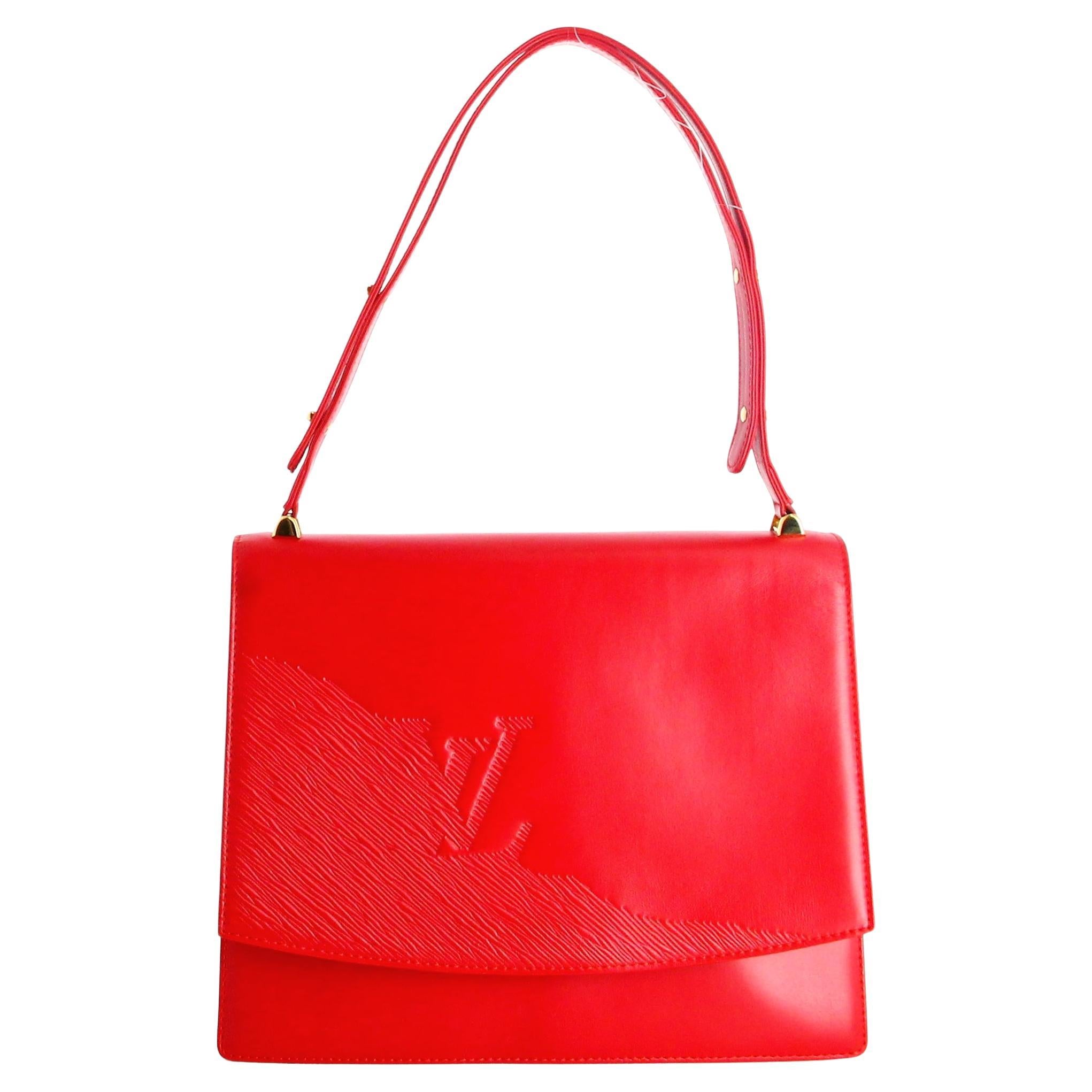 1991 Opera Louis Vuitton Red Leather Handbag  For Sale