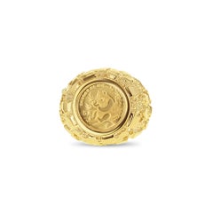 Anello in oro fino 1991 Panda Coin 1/20OZ con fascia di pepite in oro giallo 14k