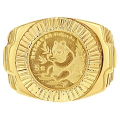 1991 Panda Coin Ring with Fluted Bezel & Presidential Band
