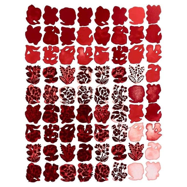 Ein seltener Wandsiebdruck nach einer Originalzeichnung von Raoul Duffy. Die Tafel auf weißem Baumwollgrund ist mit stilisierten Blumen bedruckt, deren Farbe vom tiefsten Rot bis zum hellsten reicht.

Raoul Duffy (1877-1953) 
