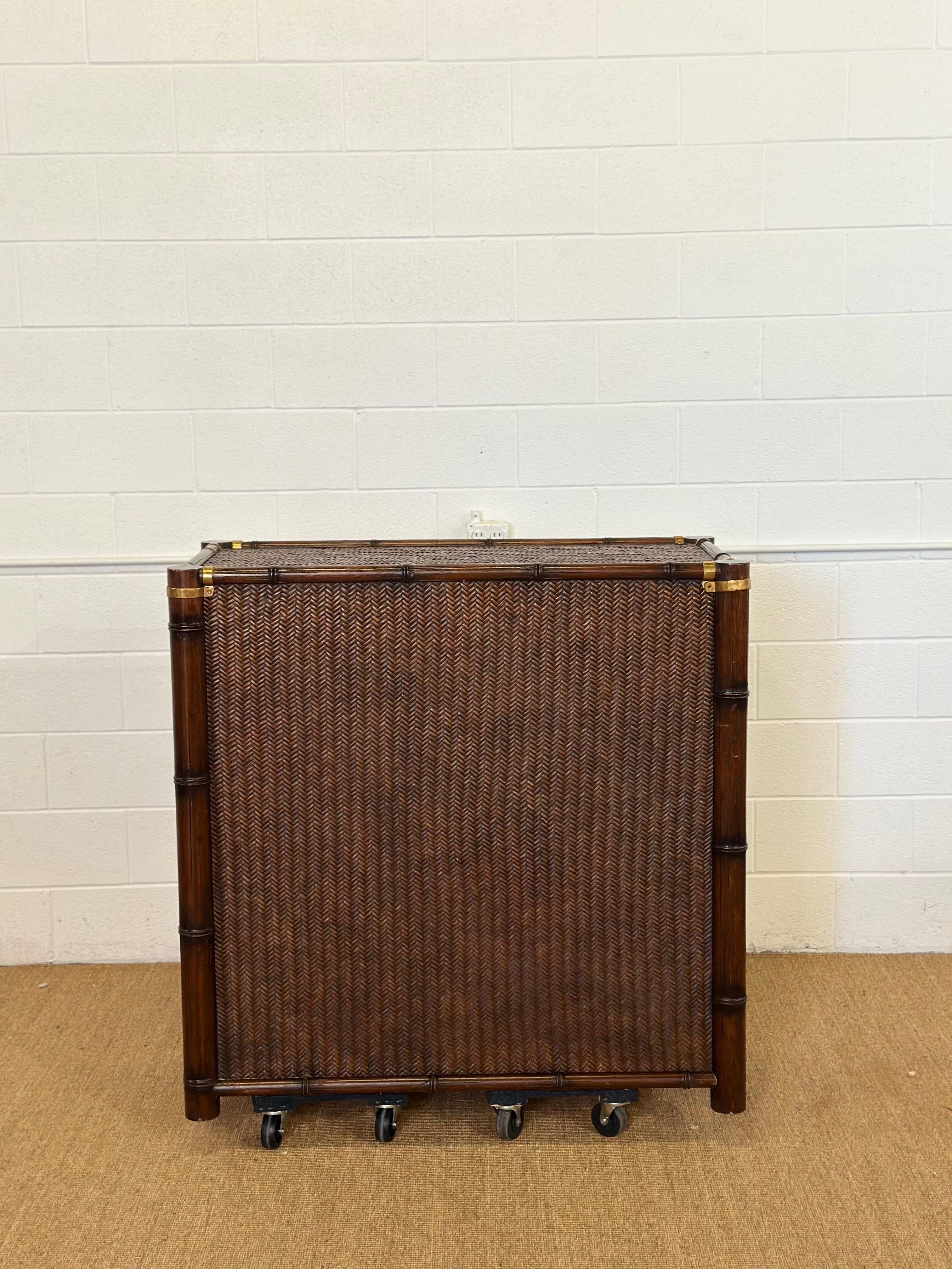 1991 Rare Ralph Lauren Senegal Rattan & Faux Bamboo Campaign Chest of Drawers For Sale 4